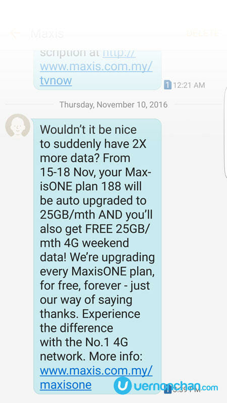 MaxisONE 2x SMS