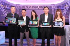ACER's Johnson Seet, INTEL's Norhizam, ACER's Carynne Ooi, MICROSOFT's Sunny and DJ Vera C with the new Acer Aspire Series.