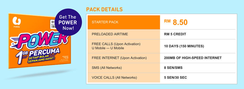 U Mobile Power Prepaid Pack