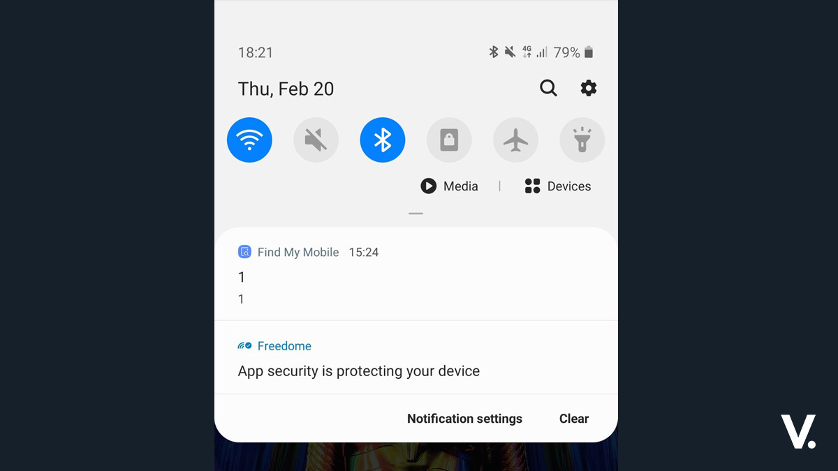 Samsung "1" notification message